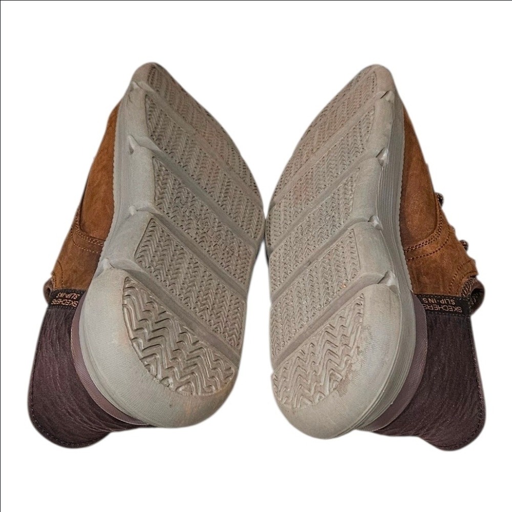 Skechers Slip-ins Garza Gervin Brown Leather Hands Free Sneakers Mens 8 205046 - Picture 6 of 8